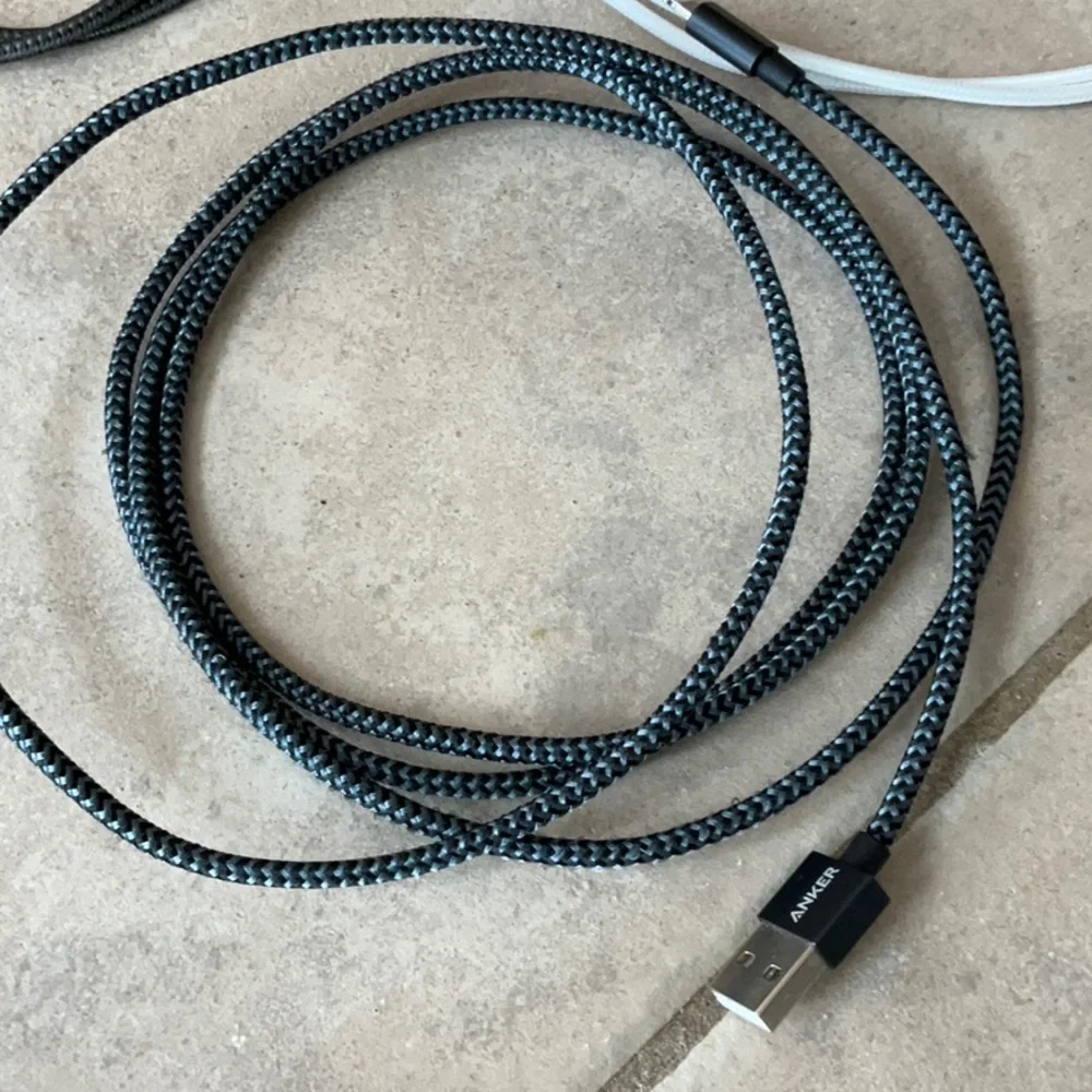 Anker USB to Lightning Cables 6’, 3’ and 40 inches. 3 braided cables.